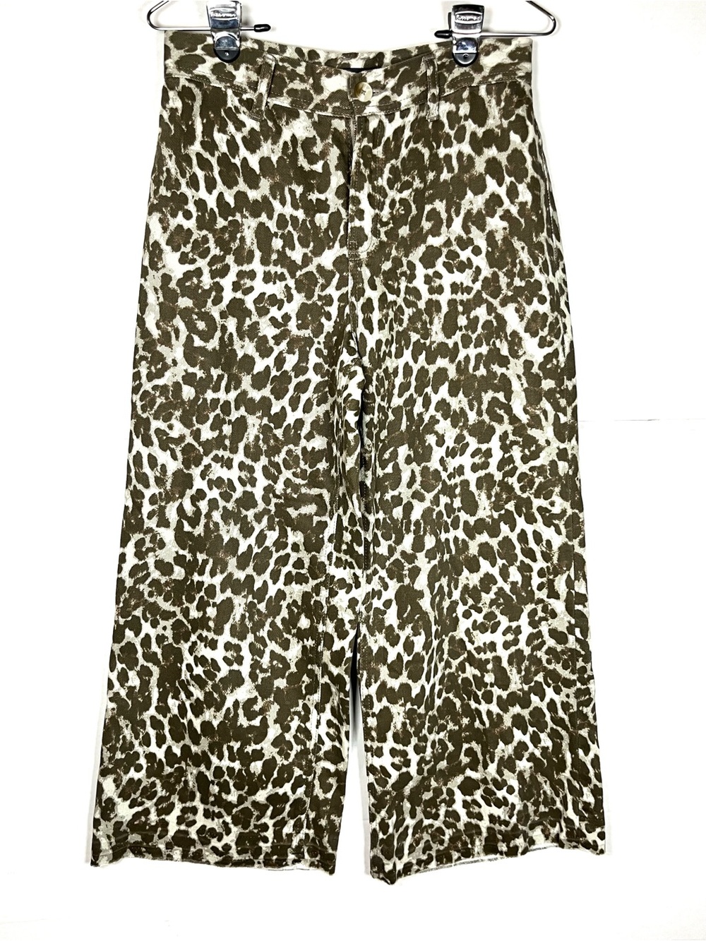 Sincerely Jules Olive and White Leopard Wide Leg Pants